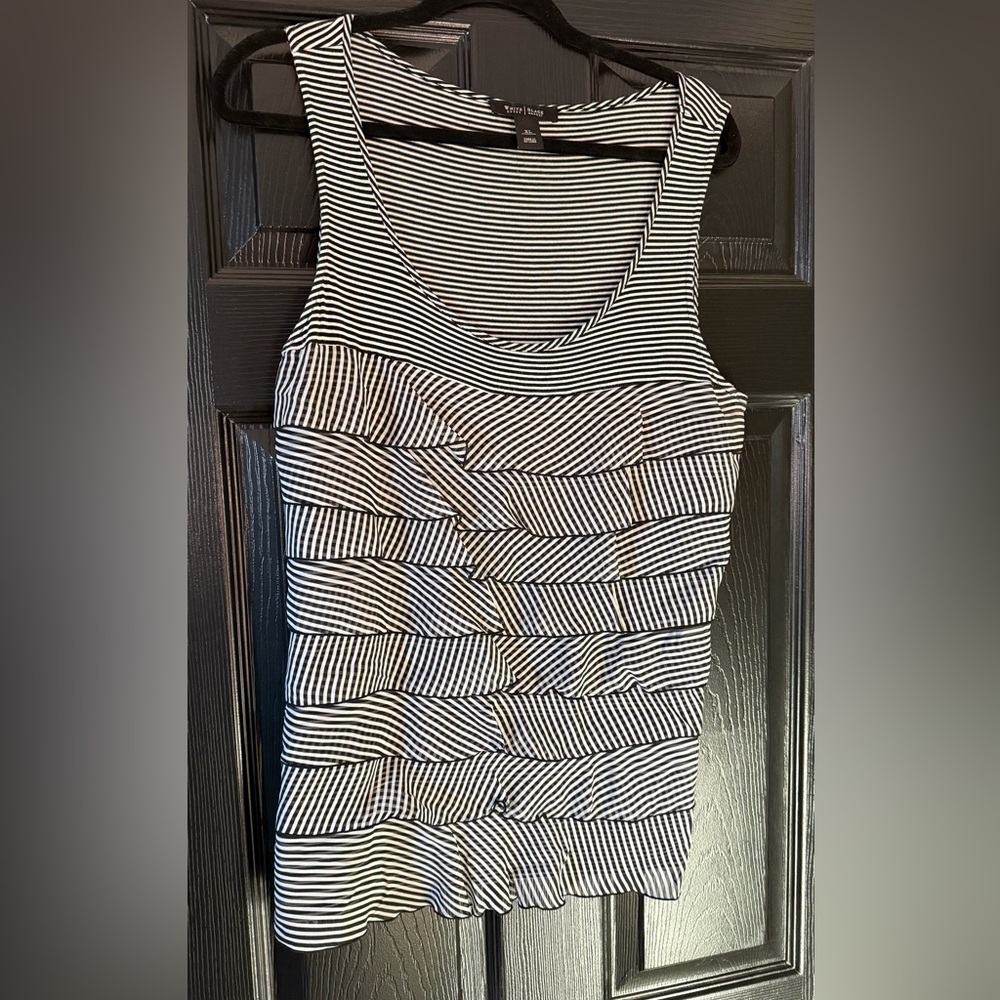 White House Black Market Striped Tank Top - Black and White
